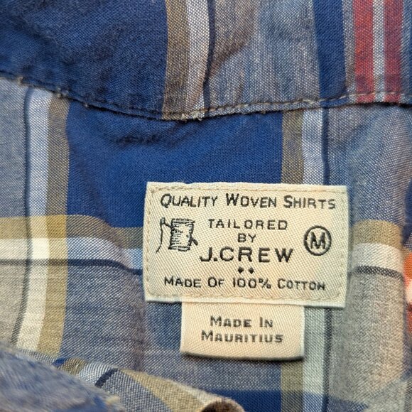 Quality Woven Shirts by JCrew Men's Long Sleeve Shirt Cotton Blue Check Medium - Picture 2 of 4